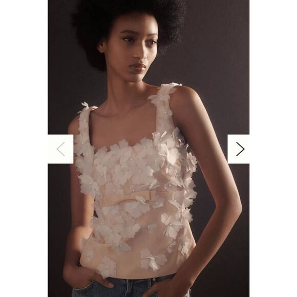 Anthropologie Let Me Be Sleeveless 3D Embellished Blouse Size Small NWT - Picture 2 of 9